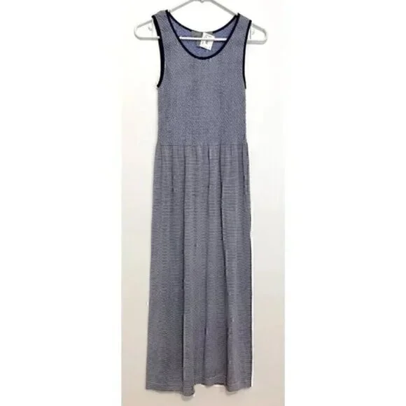 LARK + GREY NWT Knit Striped Scoop Neck Sundress L/XL Smocked Fit & Flair - Picture 2 of 11